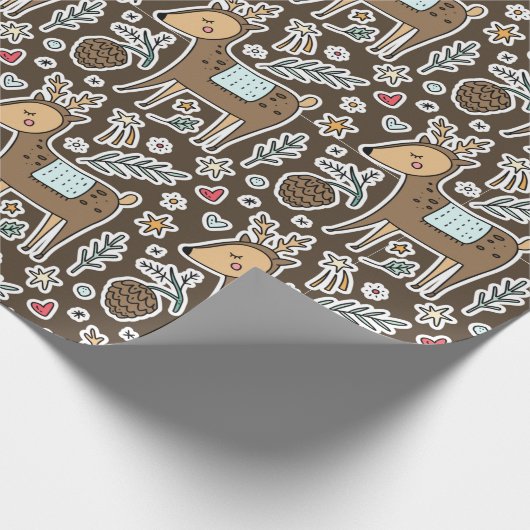 Kerstrendierfeestpatroon Cadeaupapier (Hoek)