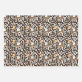 Kerstrendierfeestpatroon Inpakpapier Vel