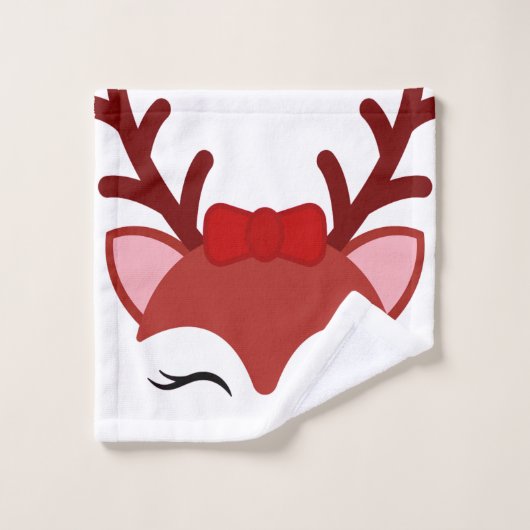 Kerstrendiergezicht Bad Handdoek (Wasdoekje)