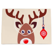 Kerstrendiergezicht Groot Cadeauzakje (Voorkant)