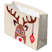 Kerstrendiergezicht Groot Cadeauzakje (Achterkant Gekanteld)