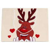 Kerstrendiergezicht Groot Cadeauzakje (Voorkant)