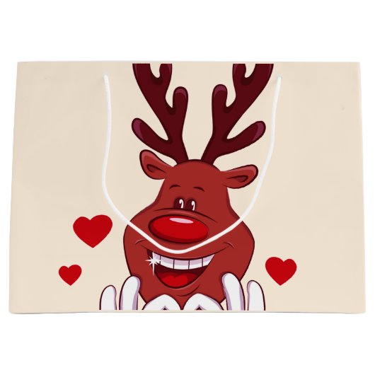 Kerstrendiergezicht Groot Cadeauzakje (Voorkant)