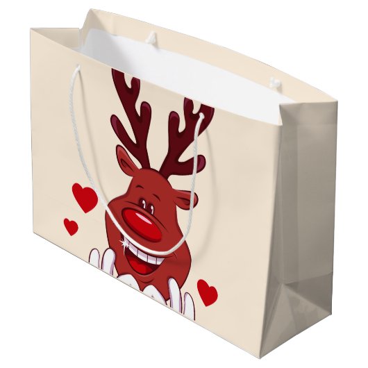 Kerstrendiergezicht Groot Cadeauzakje (Achterkant Gekanteld)