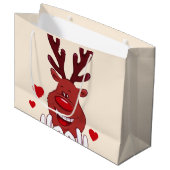 Kerstrendiergezicht Groot Cadeauzakje (Voorkant Gekanteld)