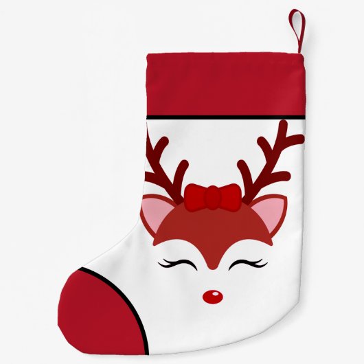 Kerstrendiergezicht Kleine Kerstsok (Achterkant)