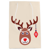 Kerstrendiergezicht Medium Cadeauzakje (Voorkant)