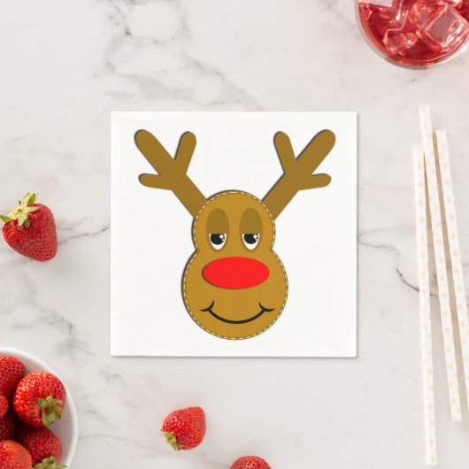 Kerstrendiergezicht Servet (Insitu)