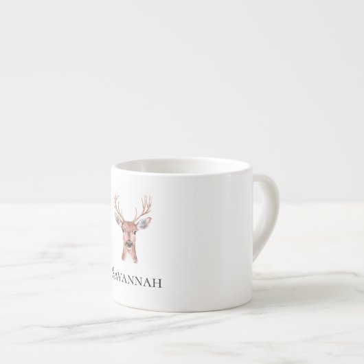 Kerstrendierhert gepersonaliseerde naam espresso kop (Voorkant rechts)