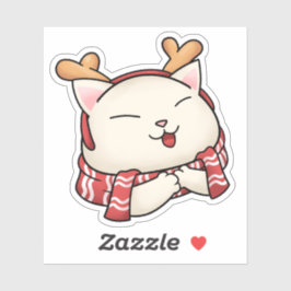 Kerstrendierkat met sjaal sticker