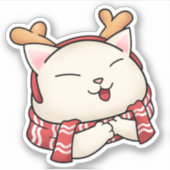 Kerstrendierkat met sjaal sticker (Voorkant)