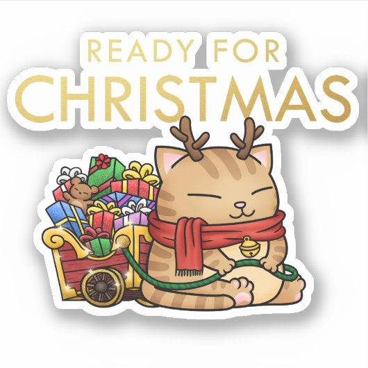 kerstrendierkat sticker (Voorkant)