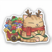kerstrendierkat sticker (Voorkant)