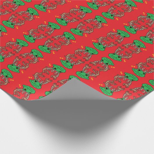 kerstrendierkikkerpapier cadeaupapier (Hoek)