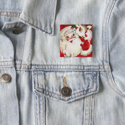 kerstrendierknop vierkante button 5,1 cm (In situ)