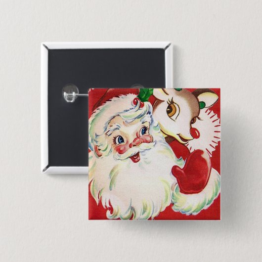 kerstrendierknop vierkante button 5,1 cm (Voorkant /achterkant)