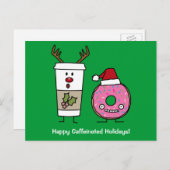 Kerstrendierkoffie en Santa Donut Feestdagenkaart (Voorkant / Achterkant)
