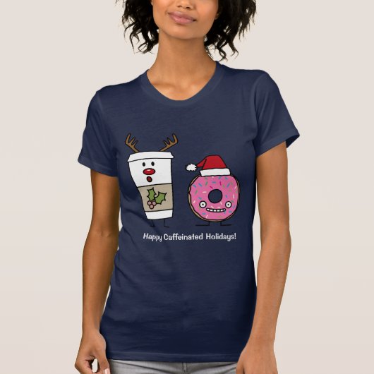 Kerstrendierkoffie en Santa Donut T-shirt (Voorkant)