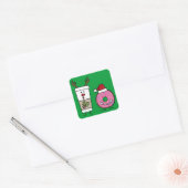Kerstrendierkoffie en Santa Donut Vierkante Sticker (Envelop)