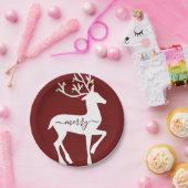 Kerstrendierlijk Bourgundy Papieren Bordje (Feest)