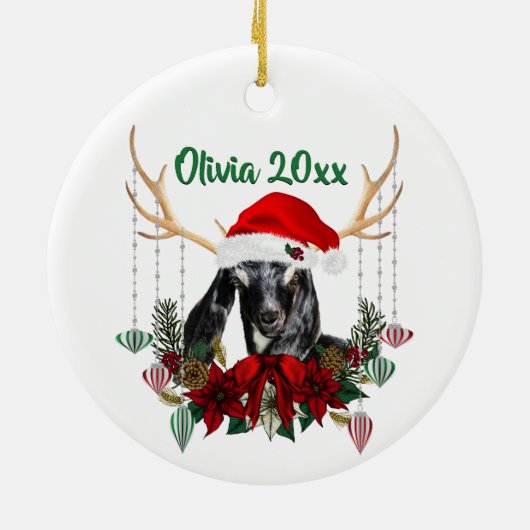 Kerstrendierlijk Kind met kruid Keramisch Ornament (Achterkant)