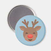 Kerstrendierlijk Rudolf op lichtblauw Magneet (Voorkant / Achterkant)