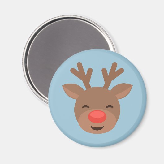 Kerstrendierlijk Rudolf op lichtblauw Magneet (Voorkant / Achterkant)