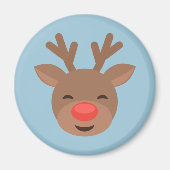 Kerstrendierlijk Rudolf op lichtblauw Magneet (Voorkant)