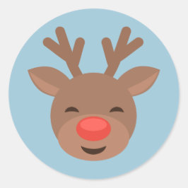 Kerstrendierlijk Rudolf op lichtblauw Ronde Sticker