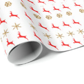 Kerstrendierlijk Snowflake rood Cadeaupapier (Rol Hoek)