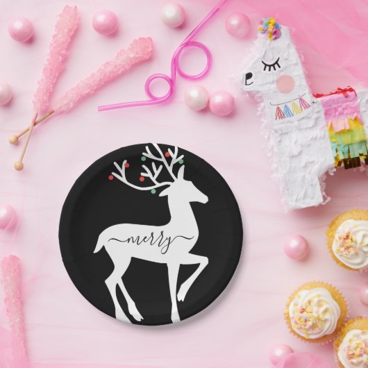 Kerstrendierlijk zwart papieren bordje (Feest)