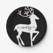 Kerstrendierlijk zwart papieren bordje (Voorkant)