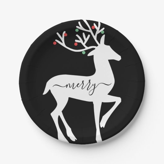 Kerstrendierlijk zwart papieren bordje (Voorkant)