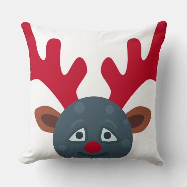 kerstrendiermaan emoji kussen (Voorkant)