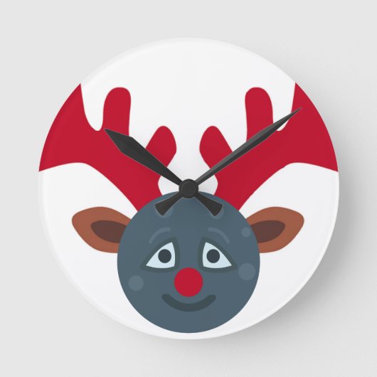 kerstrendiermaan emoji ronde klok (Voorkant)