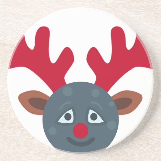 kerstrendiermaan emoji zandsteen onderzetter (Voorkant)