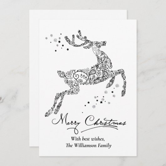 Kerstrendierminimalistisch zwart wit feestdagenkaart (Voorkant / Achterkant)