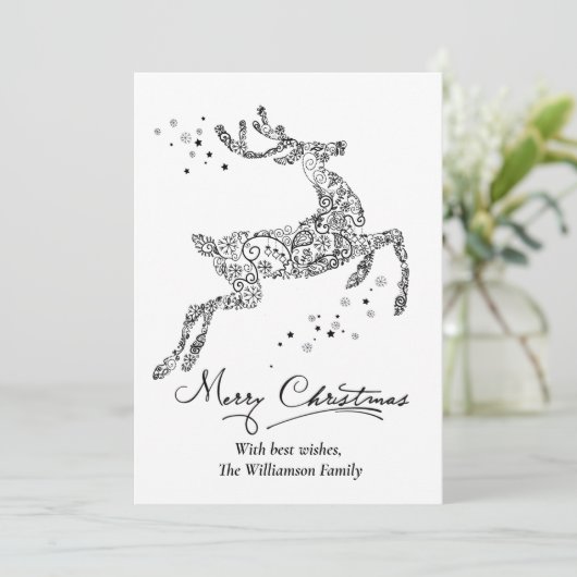 Kerstrendierminimalistisch zwart wit feestdagenkaart (Staand voorkant)