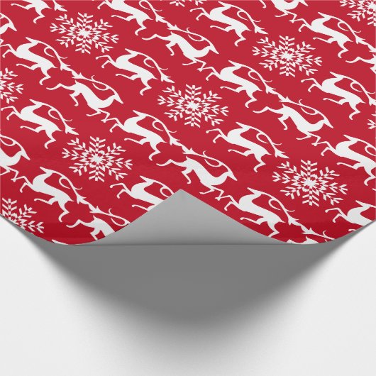 Kerstrendierpatroon en Snowflakes Cadeaupapier (Hoek)