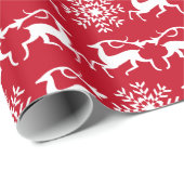 Kerstrendierpatroon en Snowflakes Cadeaupapier (Rol Hoek)