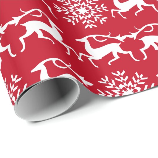 Kerstrendierpatroon en Snowflakes Cadeaupapier (Rol Hoek)