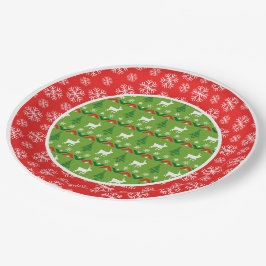 Kerstrendierpatroon en Snowflakes Papieren Bordje