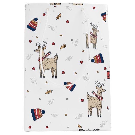 Kerstrendierpatroon Petten Medium Cadeauzakje (Voorkant)