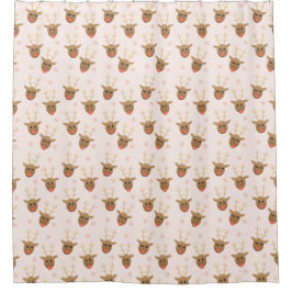 Kerstrendierpatroonroze Douchegordijn