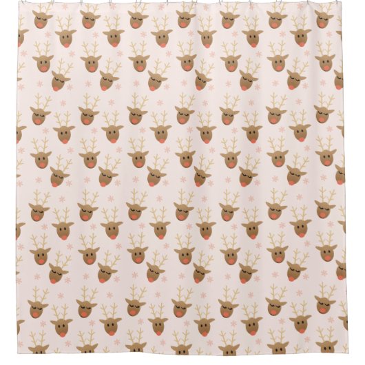 Kerstrendierpatroonroze Douchegordijn (Voorkant)