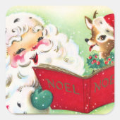 kerstrendierrender vierkante sticker (Voorkant)