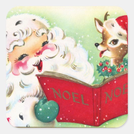 kerstrendierrender vierkante sticker (Voorkant)