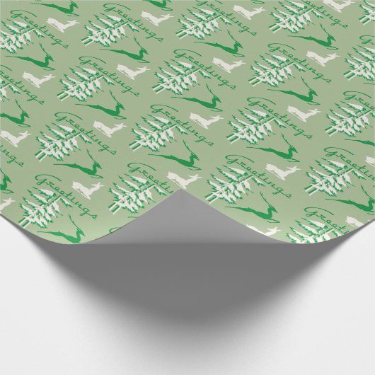 Kerstrendierrendierentuin uit 1940  cadeaupapier (Hoek)