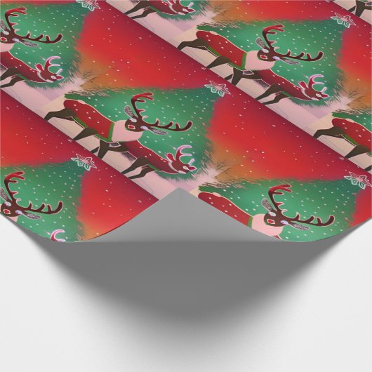 Kerstrendierretro-pixelbeklede  video g cadeaupapier (Hoek)