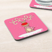 kerstrendierroze set van 6 onderzetters (Linkerzijde)